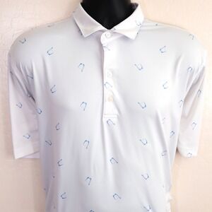Johnnie O‎ Men's Performance Golf Polo Shirt White Whiskey Glass Print Size XL